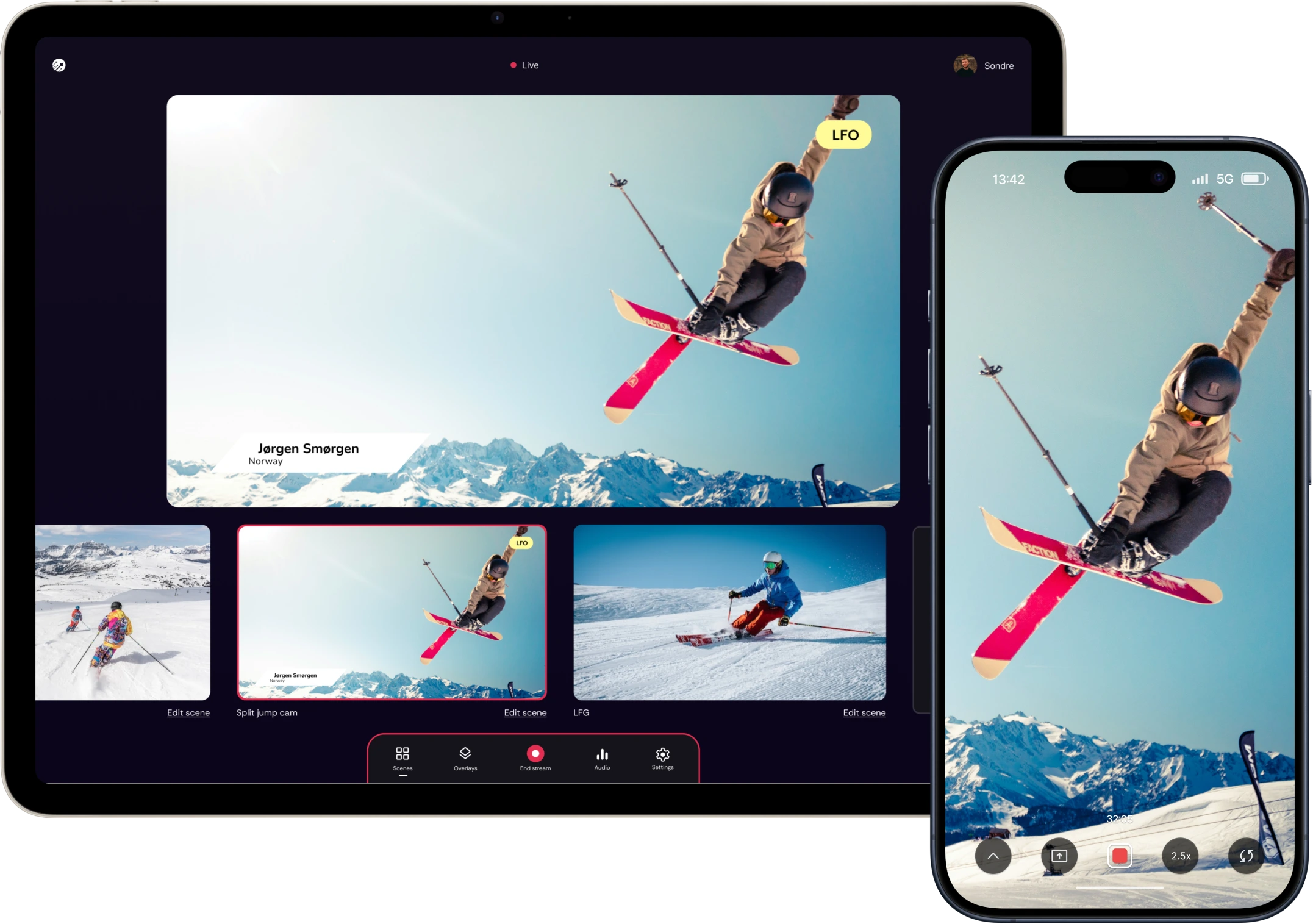 Strimo studio and connected phone